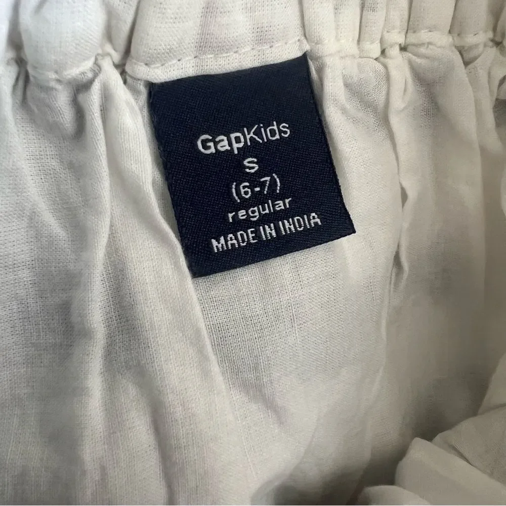 Gap Striped Cotton Elastic Scalloped Skirt with Eyelet Details Girls Small 6-7